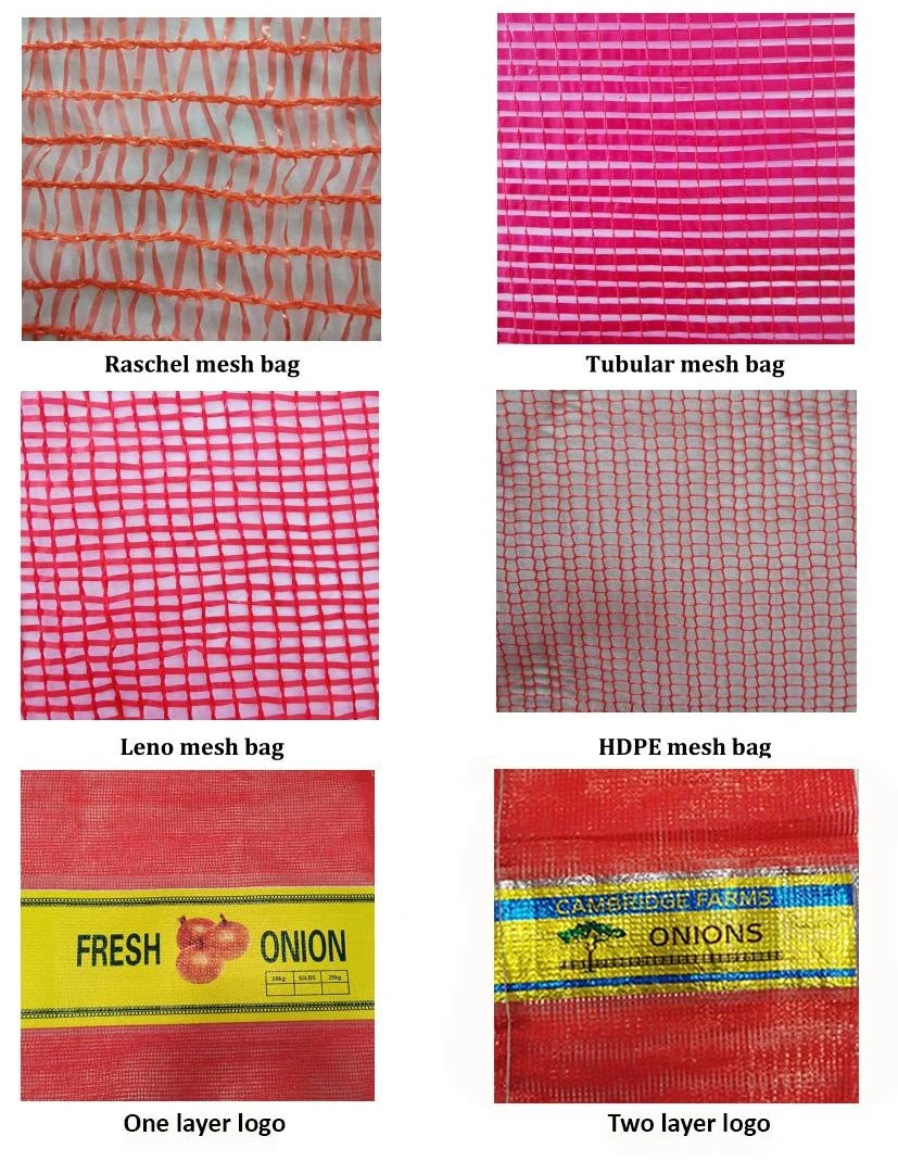 Yellow Red L-Sewing Leno PE/PP Net Mesh Bags for Firewood